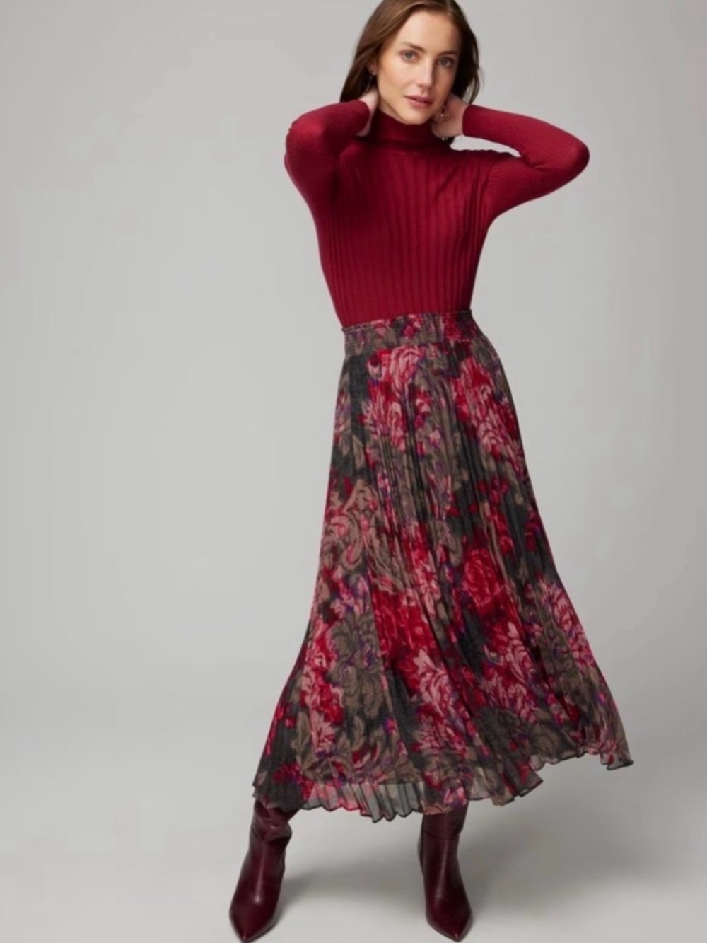 WHBM Rose Accordian Chiffon Skirt
